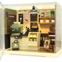 Coffee Shop Mini Model Kits with LED, Make It Miniature Cafe Store, DIY Miniature House Kit for Adults Teens and Beginners to Build, Mini Dollhouse Kits, Gift for Friends and Hobbies