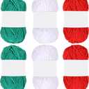 6 Pack Chunky Chenille Yarn for Hand Knitting and Crocheting DIY Handmade Christmas Crafts Gift Santa African American Party Decoration Kwanzaa Decoration, Red Green White