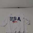 Womens 3/4 V Neck Sleeve American Flag Shirts 4th of July Summer Shirts Graphic Tops (Medium, White)