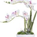 Large Artificial Potted Orchid Plant, Silk Flower Arrangement with Ceramics Vase, White