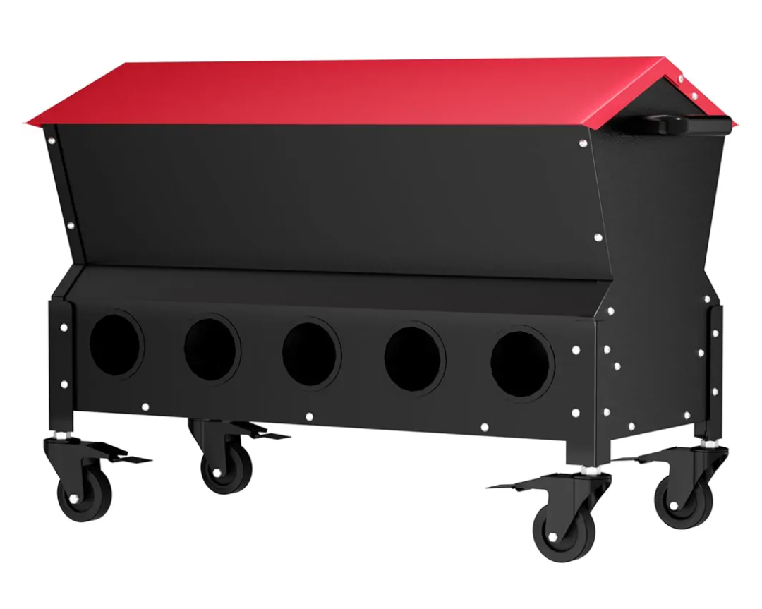 Heavy Duty Chicken Feeder 120 lbs Large Capacity, Metal Automatic Poultry Feeding Box with Waterproof Lid, Raised Standing Feeder with Wheels for Hens & Roosters, Portable & Easy to Move