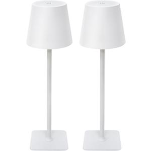 2-Pack Rechargeable Cordless Table Lamps, Battery-Operated Wireless Minimalist Table Lamp, 3 Colors Stepless Dimming LED Adjustable Height Table Lamp for Dining/Bedside/Camping (2, Double-rod white)