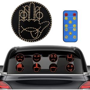 4 Emojis and 4 Gestures Middle Finger Car Light with Remote, Road Rage LED Sign for Car, Fun Car Truck Accessories, Car Gadgets for Men and Women