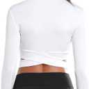 DREAM SLIM Short Sleeve Crop Tops for Women Tummy Cross Fitted Yoga Running Shirts Gym Workout Cropped Tank Tops (White)