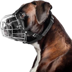 Metal Muzzle for Boxer Dog Breed  Bite Proof Boxer Muzzle for Medium and Large Sized Dogs  Steel Wire Basket Muzzles for Dogs English Bulldog, American Bulldog etc.