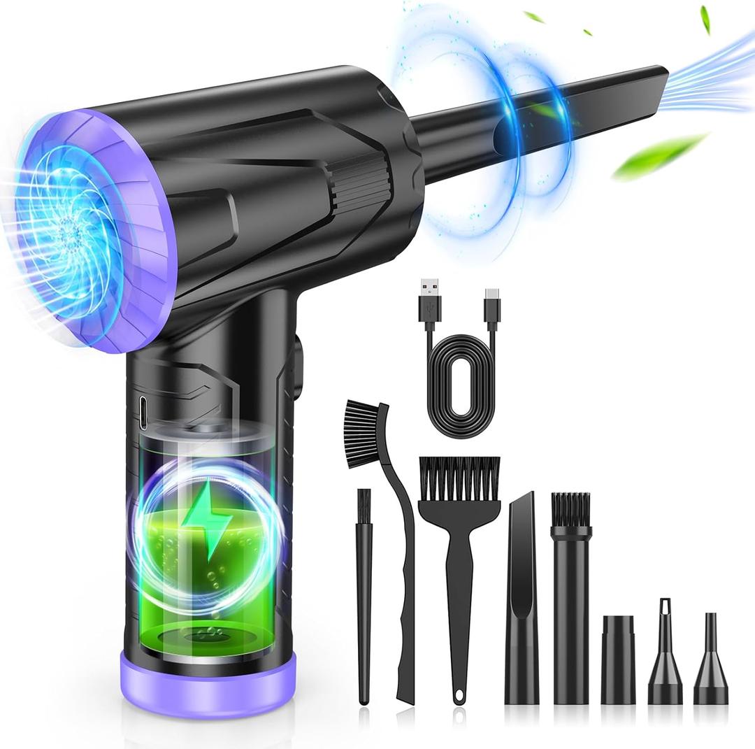 Air Duster Keyboard Cleaner - Cordless Electric Air Duster for Computer PC 110000 RPM Blower Rechargeable Dust-Off (Purple)