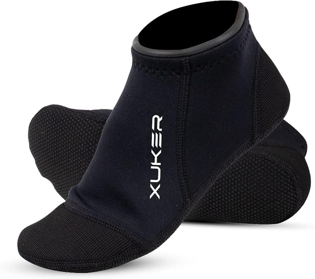 XUKER Neoprene Water Socks 3mm, Sand Proof Beach Volleyball Socks Diving Socks for Outdoor Water Sports (Black-gbs-low Cut)