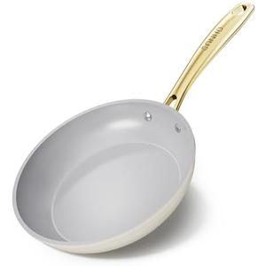 Sanho 8 Inch Nonstick Frying Pan, Diamond-Titanium Ceramic Coating PFAS/PFOA Free, Oven & Dishwasher Safe Skillet, Induction Compatible with Cool Touch PVD Handle