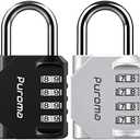 Puroma 2 Pack Combination Lock for Locker 4 Digit Outdoor Waterproof Padlock for School, Gym, Sports, Fence, Toolbox, Gate, Case, Outdoor, Hasp Storage (Silver & Black)