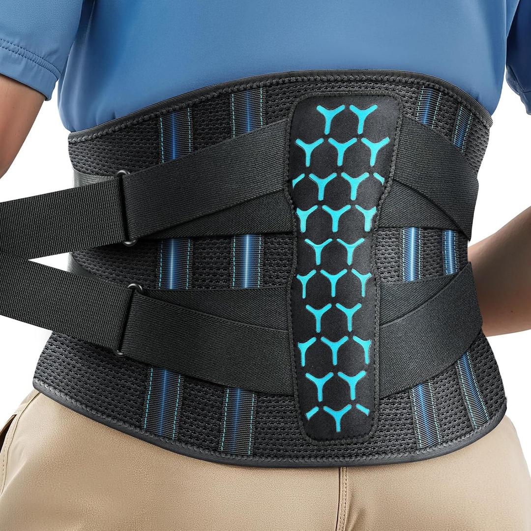Back Braces for Lower Back Pain, Lumbar Support for Men & Women, Breathable Soft Mesh Fabric and 7 Stays All-round Support, Back Support With Lumbar Support Pad for Home & Lifting at Work, Size L (Waist: 39.4"-45.3")