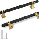 Cabinet Pulls Matte Black and Gold Cabinet Handles, 5 Pack 6-1/4 Inch Kitchen Door Cupboard Wardrobe Drawer Handles, Cabinet Hardware Bar Drawer Pulls, 160mm Hole Centers