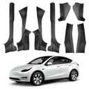 8PCS Door Sill Protector for 2025 2026 5-Seats Tesla Model Y Juniper - ABS Door Sill Guards Anti Scuff Waterproof No Drill Installation Black