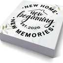 2 x HTBIG House warming Gifts New home, Best Housewarming gifts 2026, Home sweet Home sign, Funny New Home New Memories Ideas Wooden Box Sign Home Living Room Shelf Desk Decoration Gifts 5x5 IN White