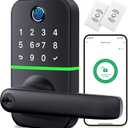 Keypad Smart Door Lock with Handle: Kucacci Keyless Entry Fingerprint Lock - Digital Code Handle with Keypad - Electronic Smart Knob for Front Door - Deadbolt Alternative with App - Easy Installation