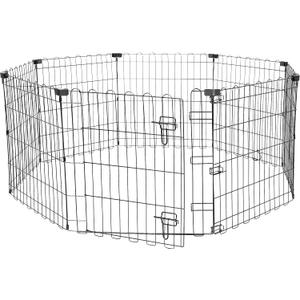 Amazon Basics Foldable Octagonal Metal Exercise Pen for Dogs, Indoor/Outdoor, Single Door, 8 Panels, 24" Height, Extra Small, Easy to Assemble, Black