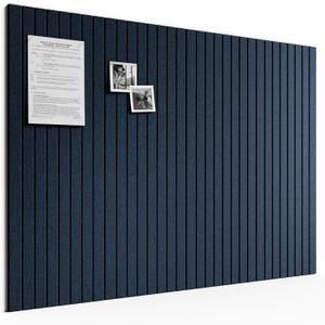 Bumusty Large Cork Board Alternative-48 x 36" Felt Bulletin Board Tiles, with 30 Pushpins, 70 Adhesive Tabs, Fine-Stripe 12-Pack, Cork Boards for Office Push Pin Board Felt Board-Carbon Blue