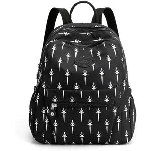 Mini Nylon Women Backpacks,11L Small Ladies backpacks Casual Lightweight Women Shopping Travel Daypack (A-Black White)