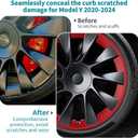 Red Rim Protector for Tesla Model Y 20 Inch Induction Wheels | hubcap trim snap on installation scratch guard curb rash protection wheel cover replacement auto accessories cover, 2020-2024Model Y 20 inch