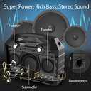 Hotec Wireless Bluetooth Portable PA Speaker System, Powerful Bluetooth Karaoke Machine with Dual Wireless Microphones for Karaoke, Wedding, Party, Teaching, Lecture, Church, Outdoor Indoor Activities