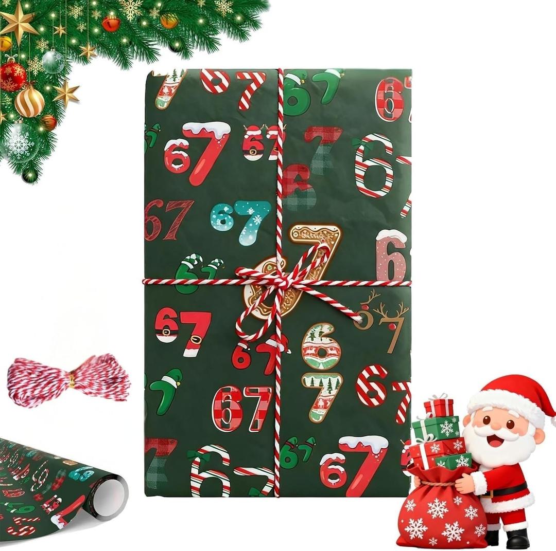 2 PCS 67 Christmas Wrapping Paper, Funny 67 Edition Wrapping Paper, Teen Funny Six Seven wrapping Paper, Unique Six Seven Festive wrapping Papers, Wrap Your Presents in Holiday Fun (Type-C)