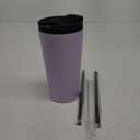 18 OZ Insulated Tumbler with Lid and 2 Straws Stainless Steel Water Bottle Vacuum Travel Mug Coffee Cup,Taro