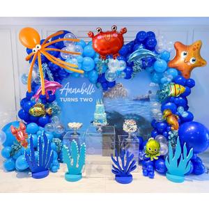 Ocean Themed Party Decorations 162pcs Blue Balloon Arch Garland Kit Clear Balloons Marine Animals Fish Balloons for Luca Shark Nemo Dory Birthday Under The Sea Baby Shower Decorations