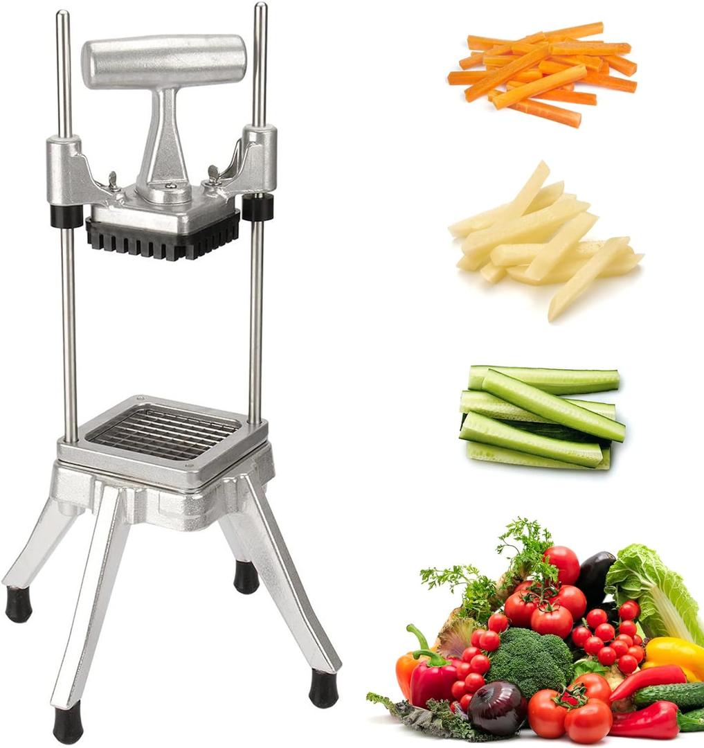 Commercial Chopper Vegetable Cutter Fruit Dicer Heavy Duty Stainless Stee Dicer Cutter Onion Chopper Professional Food Dicer for French Fry Tomato Peppers Potato (1/4 Blade)