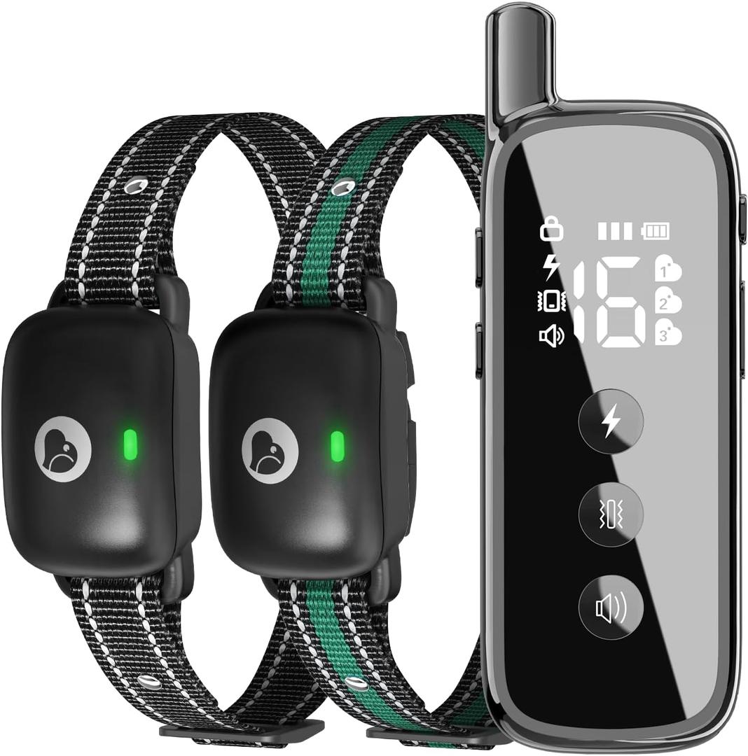 Dog Training Collar 2 Dogs Upgraded 2600FT Remote Rechargeable Waterproof Electric Shock Collar with Beep Vibration Shock for All Dogs (5-120lbs), Black