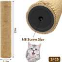 Fhiny 2PCS Cat Scratching Post Replacement 15" Natural Jute Spare Extension Scratch Post for Cats Tree DIY Craft Refill Pole Parts Hemp Rope Scratcher Climbing Perch