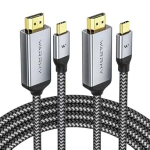 Warrky 4K 60Hz USB C to HDMI Cable 6ft 2Pack [Anti-Interference Gold-Plated Plugs] Aluminum Type-C to HDMI 2.0 Cord, Thunderbolt 3/4/5 Compatible for iPhone 15/16 Series, MacBook, iMac, iPad, Galaxy