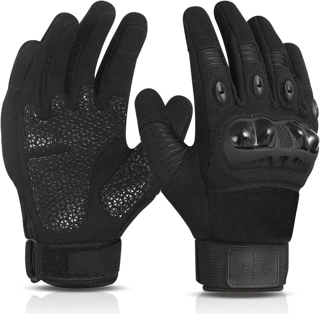 WESTWOOD FOX Motorcycle Gloves for Men Women, Full Finger Breathable Touch Screen Dirt Bike Gloves Biking, ATV MTB Riding, Driving Gloves Men Cycling, Hiking, Motocross Black Gloves XL