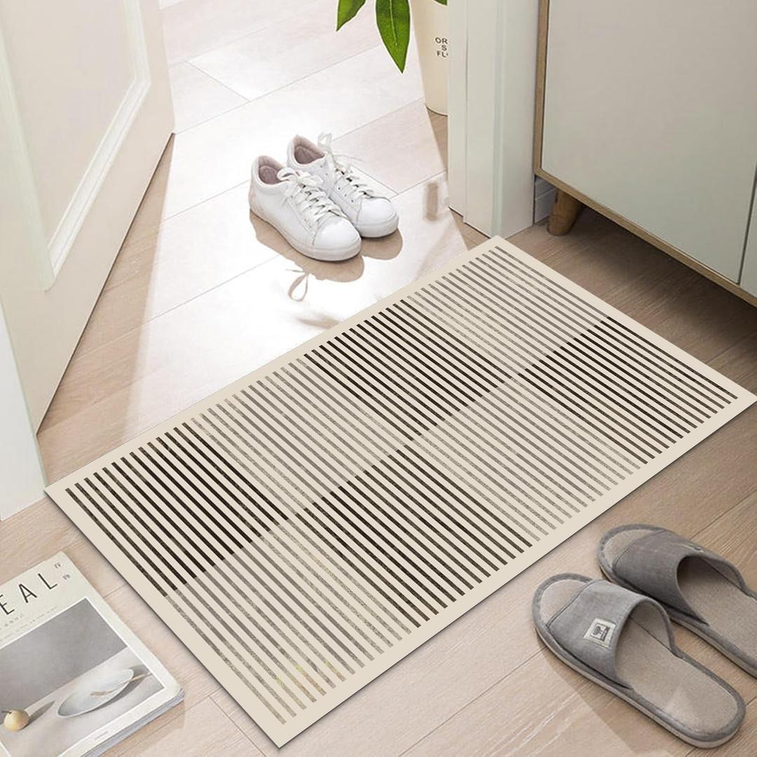 Ultra Thin Door Mat Indoor Entrance, 1/10 in Thin Door Mats for Inside Entry, Non-Slip Rubber Backing Washable Doormat, Fade Resistant, Absorbent, Low Profile Dirt Trapper, 35"X24" (Cozy Cabin)