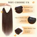 Halo Hair Extensions Long Straight, 100% Real Human Hair, Invisible Wire Extensions for Women,55g,12 Inch,#02 Dark Brown