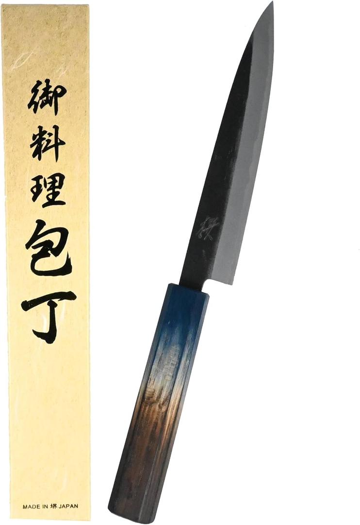 Honkaku Kurouchi Sakura petty knife, 11.2inch, Black And Silver, KAJIYA02