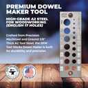 DFM Tool Works Doweling Tool - Premium Dowel Maker Tool, Versatile Dowel Plate, High-Grade A2 Steel for Woodworking, Made in USA - English 17 Holes, Multi-Size