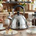 Stainless Steel Whistling Tea Kettle Stovetop - 3.1QT Tea Top Mirror Finish, 304 Stainless Interior, Foldable Handle, Fast Heating for Tea, Coffee & Gifts