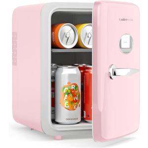 Skincare Fridge - 4L Makeup Fridge for Refrigerating Makeup, Skincare and Food, Mini Fridge for Bedroom, Office and Car, Cooler and Warmer, Beverage Cooler, Leather Pink