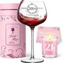 21st Birthday Gifts for Her, Vintage 2004 Engraved Wine Glass,Finally 21 Birthday Decorations, 21 Bday Gifts Idea For Women, Friends, Daughter, Sister Turning 21 Present