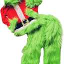Kids Boys Christmas Cosplay Costume Hooded Santa Claus Tops Green Furry Monster Outfits Size 7-8 years
