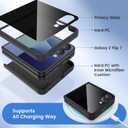 Ruky for Z Flip 7 Case with Privacy Screen Protector, Full Body Cover Anti-Scratches Shockproof Hard PC Ultra-Thin, Support Wireless Charging Protective Phone Cover for Samsung Galaxy Z Flip 7, Black