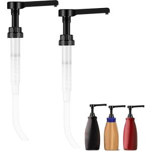 Hushee 2 Pcs Coffee Syrup Pump Sauce Pump Dispenser for 64 oz Syrup Bottles Reusable Sauce Pumps Coffee Dispenser Multifunctional Sugar Pumps for Chocolate Caramel Vanilla Mocha Sauces (Black)