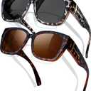 KANASTAL Over Glasses Sunglasses Polarized Fit Over Sun Glasses Oversized Design Fashion Wrap Around Shades 2 Pack