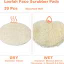 Nogeqi 30 Pcs Natural Loofah Sponge Pads, 2.36 Inch Exfoliating Body Facial Scrub Pads for Makeup & Dead Skin Masks Removal Washing Face, Exfoliator Scrub Brush for Men Women Bath Shower Spa