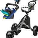 JANUS Pace Golf Push Cart with Integrated Gooseneck Viewing System, 3-Wheel Foldable Golf Cart with One-Click Folding System, EVA Wheels, Foot Brake, Cooler Bag & Golf Bag Support System
