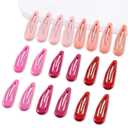 20 PCS Metal Snap Hair Clips Water Drop No Slip Barrettes for Women Bright Small Hair Clips For Thick And Thin Fine Hair,Red Pink Rose Red,1.97 x 0.5 In.