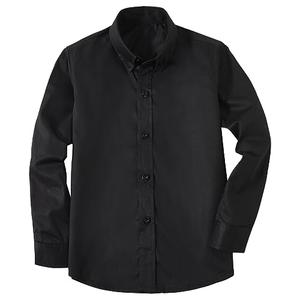 DHTS Boys Black Dress Shirt Long Sleeve Button Down Baby Collared Shirts for Toddler Boy Uniform Shirt Size 5