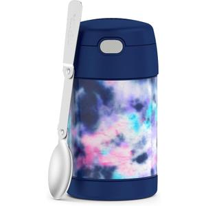 THERMOS FUNTAINER 16 Ounce Stainless Steel Vacuum Insulated Food Jar with Spoon, Tie Dye