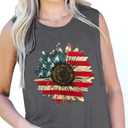 Independence Day Shirt for Women 4th of July Short Sleeve American Flag Shirt Sunflower Tee Tops (Gray, XL)