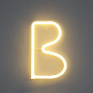 Letter Neon Lights, LED Neon Night Light Neon Lights Wall Decorative Night Light for Kids Bedroom Battery USB Operated Warm White (B)