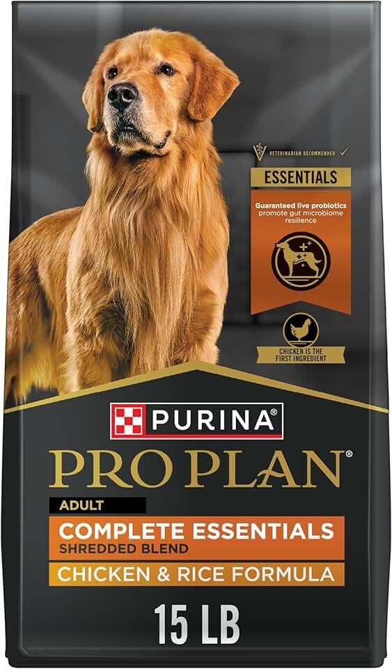 Purina Pro Plan Complete Essentials Shredded Blend Chicken and Rice Dog Food Dry Formula with Probiotics for Dogs - 15 lb. BB 06/01/26